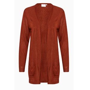 Kaffe Lightweight Long Sandra Cardigan In Amber
